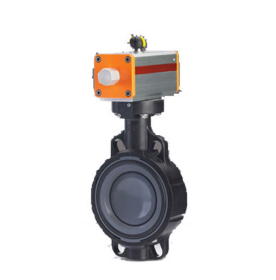 [+GF+蝶閥]240型PVC對夾式氣動蝶閥閥